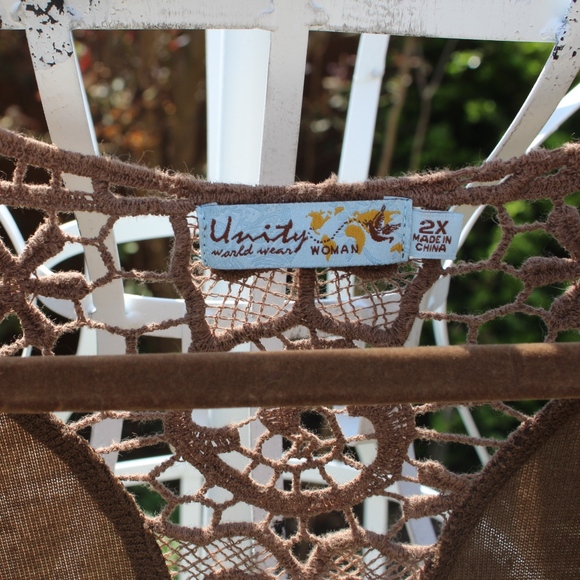 Unity Size 2x Brown Short Jacket w/ Floral Cutout - Picture 4 of 6